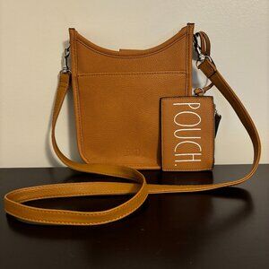 Rae Dunn Small Brown Crossbody with Matching Coin Pouch